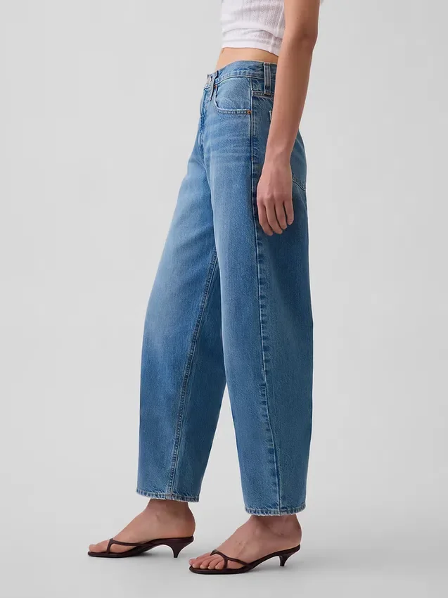 High Rise Crop Barrel Jeans