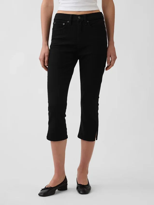 High Rise Cropped Capri Jeans