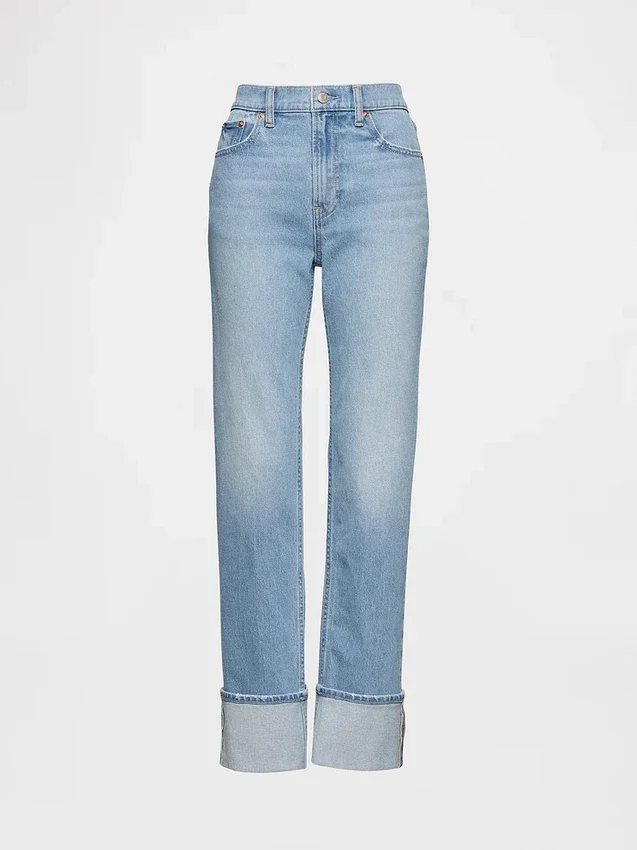 High Rise Cuffed '90S Slim Straight Jeans