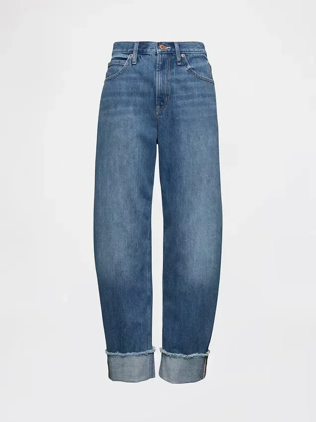 High Rise Cuffed Barrel Jeans
