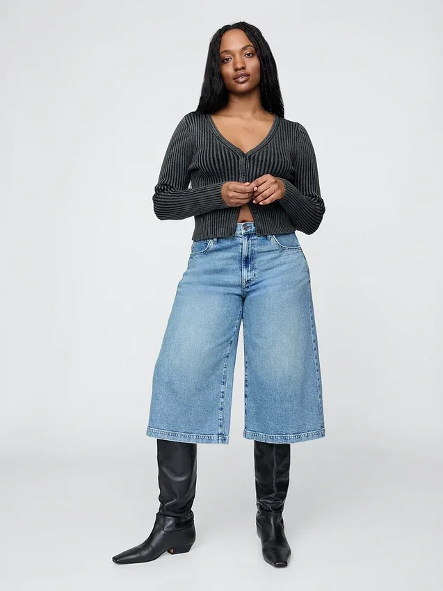 High Rise Culotte Jeans