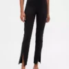High Rise Double Knit Split-Hem Flare Pants