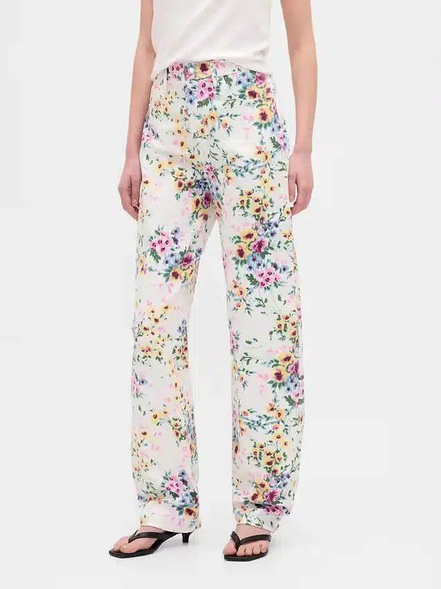 High Rise Floral Barrel Jeans
