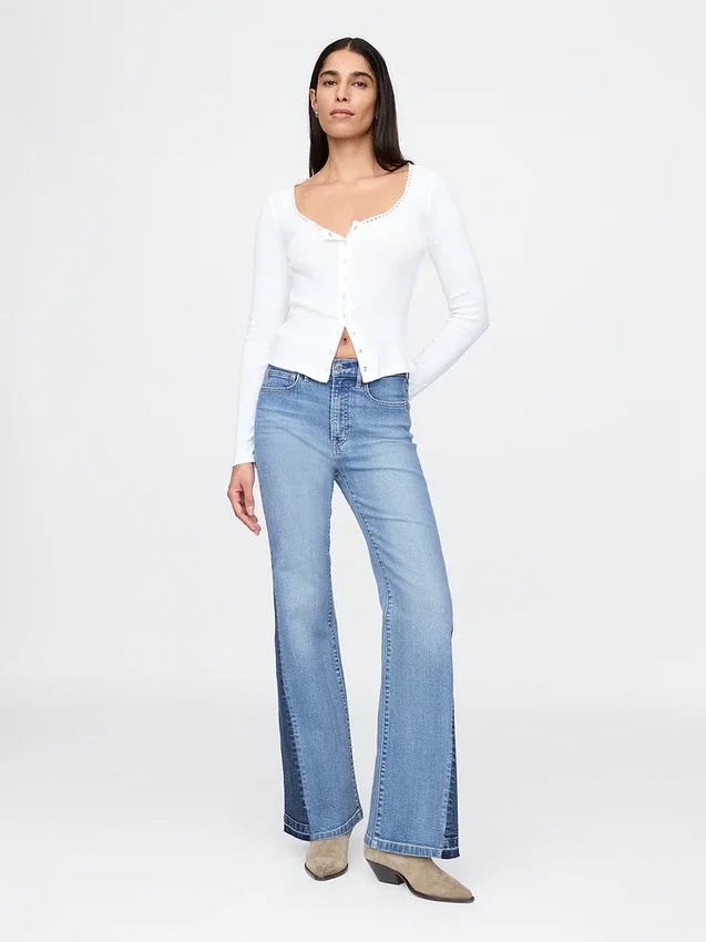High Rise Patched '70S Flare Jeans