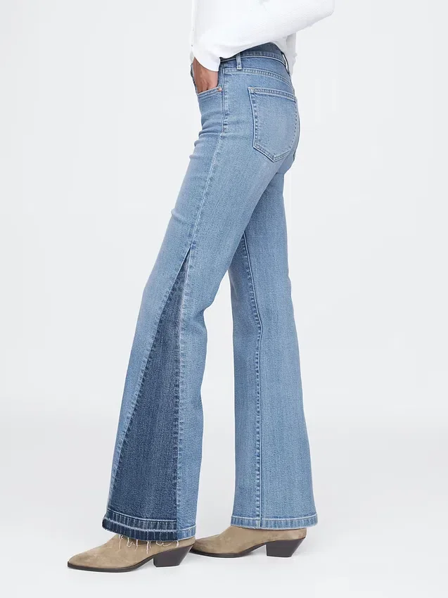 High Rise Patched '70S Flare Jeans