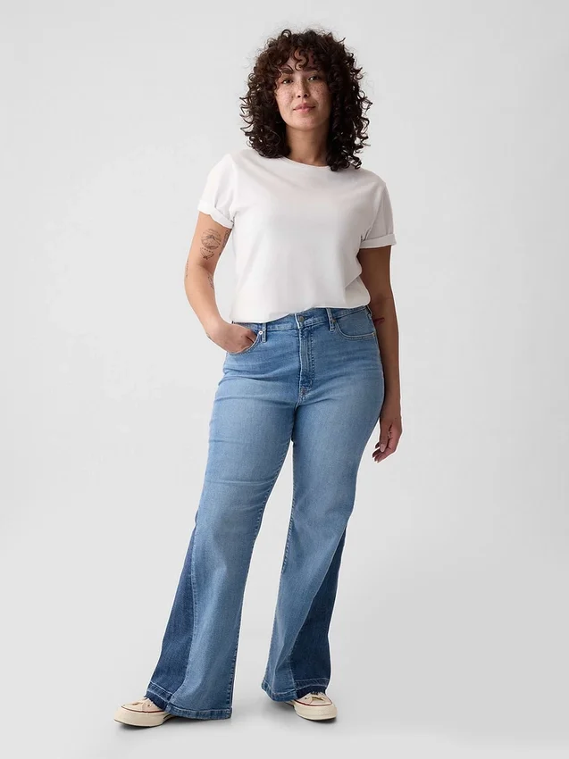 High Rise Patched '70S Flare Jeans