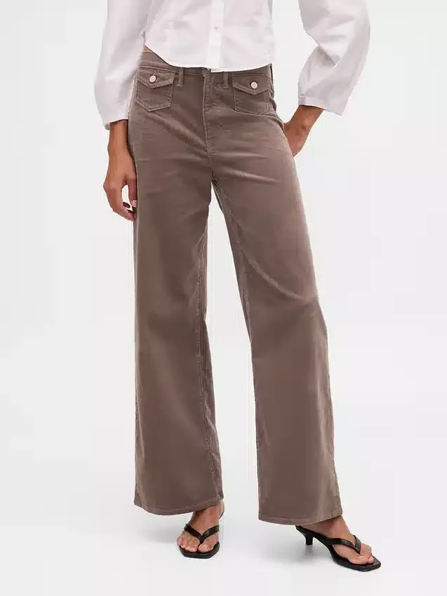 High Rise Stride Corduroy Wide-Leg Pants