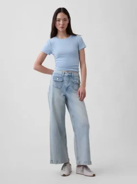 High Rise Stride Wide-Leg Ankle Jeans