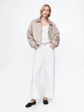 High Rise Stride Wide-Leg Ankle Jeans