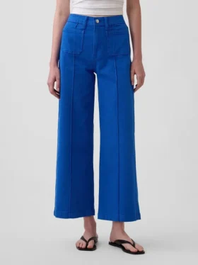 High Rise Stride Wide-Leg Ankle Jeans