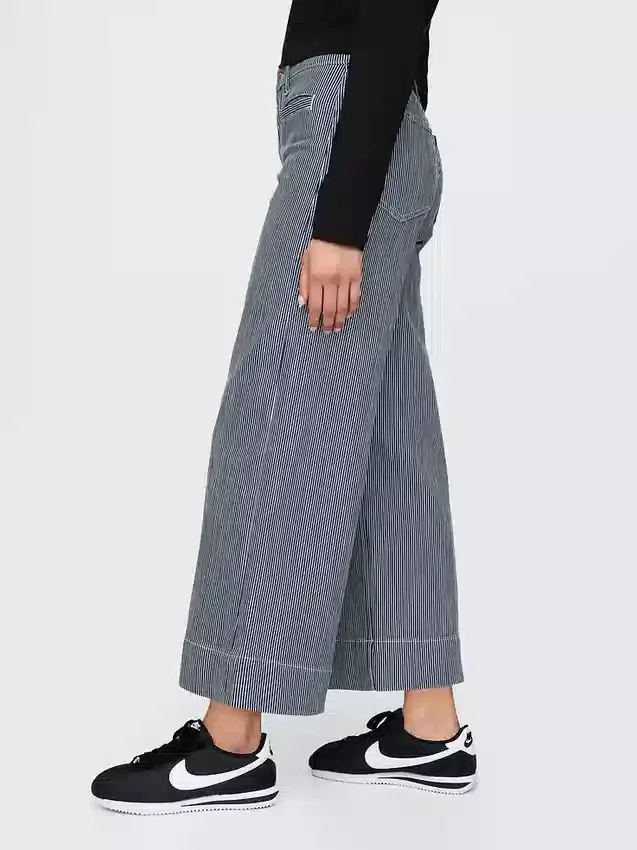 High Rise Stride Wide-Leg Ankle Jeans