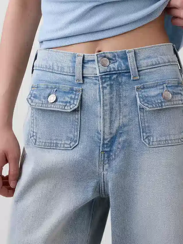 High Rise Stride Wide-Leg Ankle Jeans