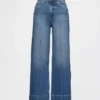 High Rise Stride Wide-Leg Ankle Jeans