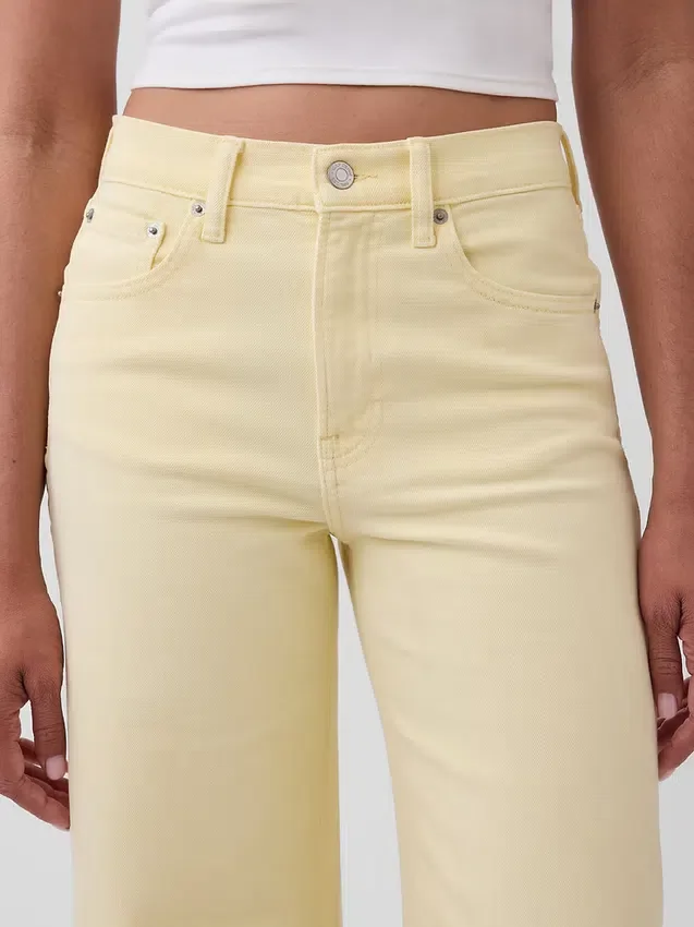 High Rise Stride Wide-Leg Ankle Jeans