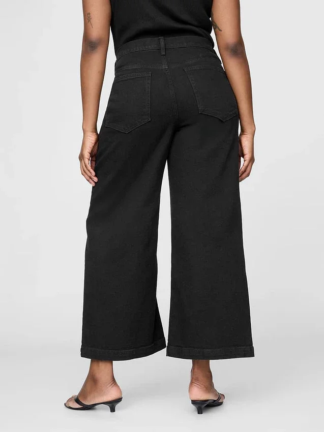 High Rise Stride Wide-Leg Ankle Jeans