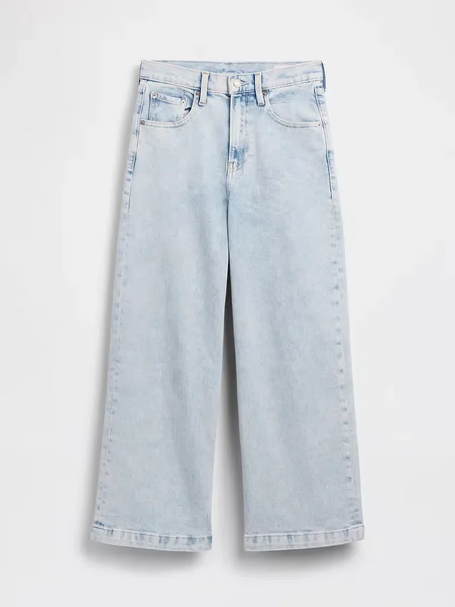 High Rise Stride Wide-Leg Ankle Jeans