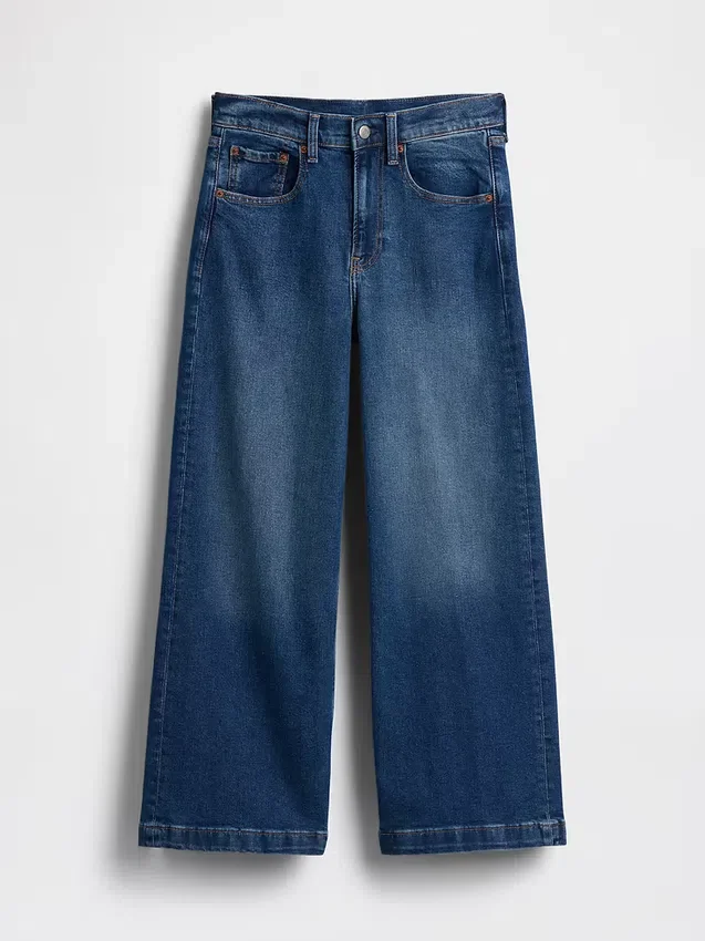 High Rise Stride Wide-Leg Ankle Jeans