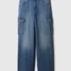 High Rise Stride Wide-Leg Cargo Jeans