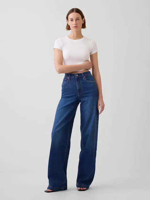 High Rise Stride Wide-Leg Jeans