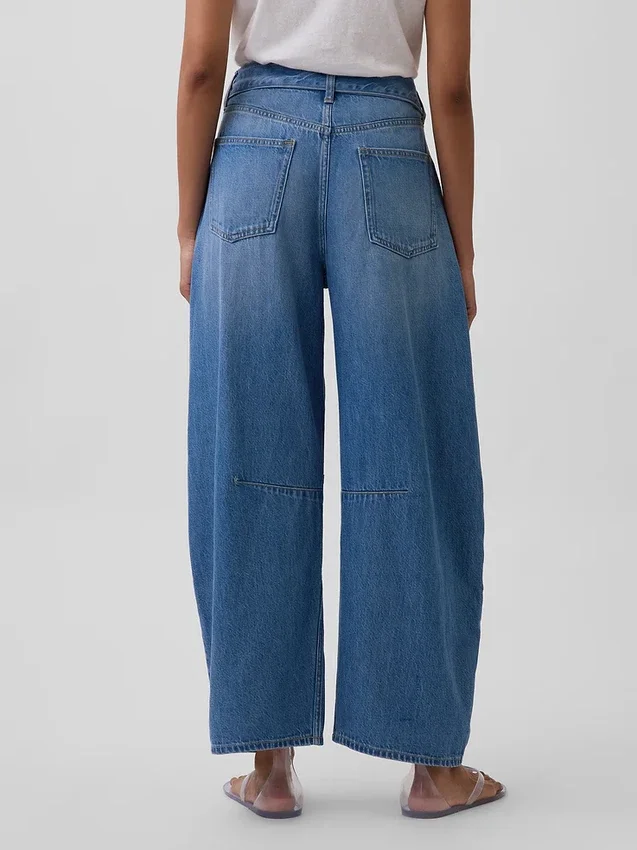 High Rise Ultrasoft Belted Horseshoe Jeans
