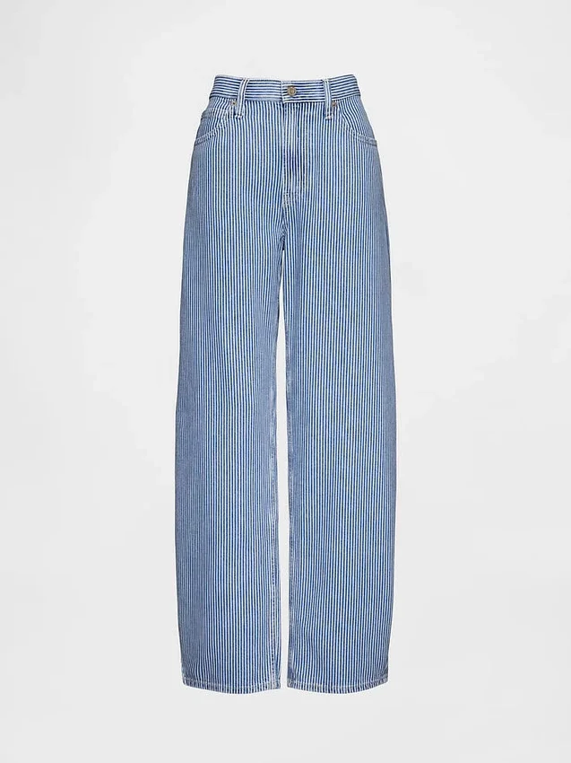 High Rise Ultrasoft Denim Stripe Barrel Jeans