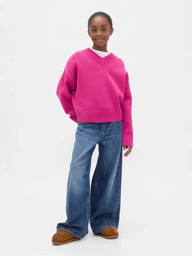 Kids Boxy V-Neck Sweater