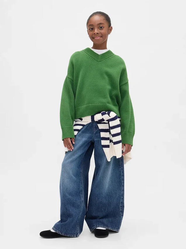 Kids Boxy V-Neck Sweater