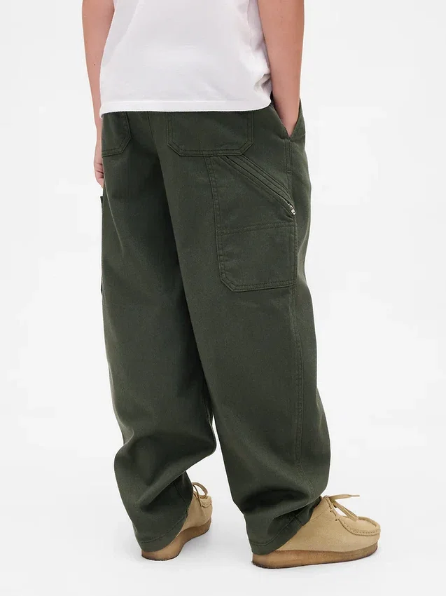 Kids Brushed Cargo Baggy Taper Pants