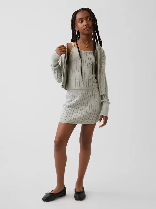 Kids Cable-Knit Sweater Skort