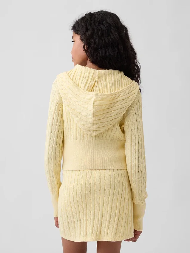 Kids Cable-Knit Sweater Zip Hoodie