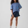 Kids Cotton Gauze Denim Easy Ruffle Shorts