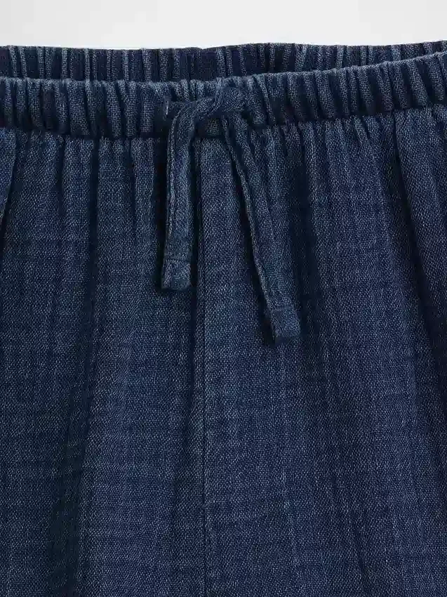Kids Cotton Gauze Denim Easy Ruffle Shorts