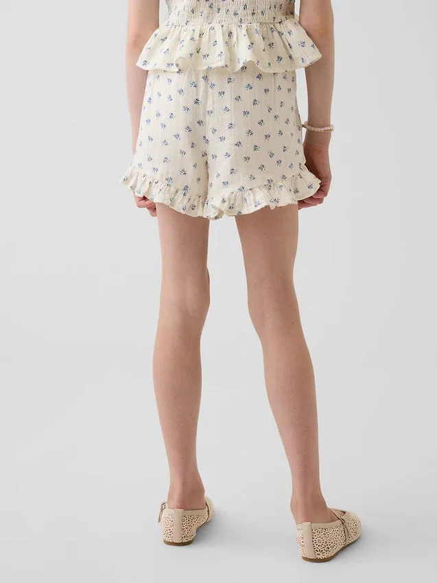 Kids Cotton Gauze Easy Ruffle Shorts
