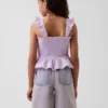 Kids Cotton Gauze Smocked Peplum Top