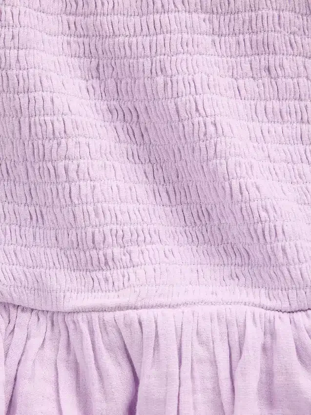 Kids Cotton Gauze Smocked Peplum Top