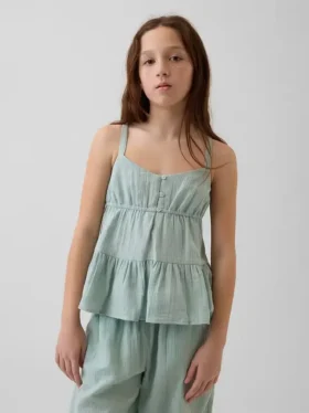 Kids Cotton Gauze Tiered Tank Top