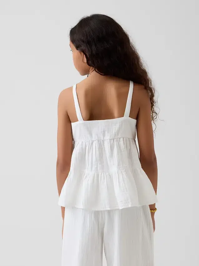 Kids Cotton Gauze Tiered Tank Top