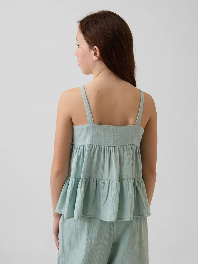 Kids Cotton Gauze Tiered Tank Top