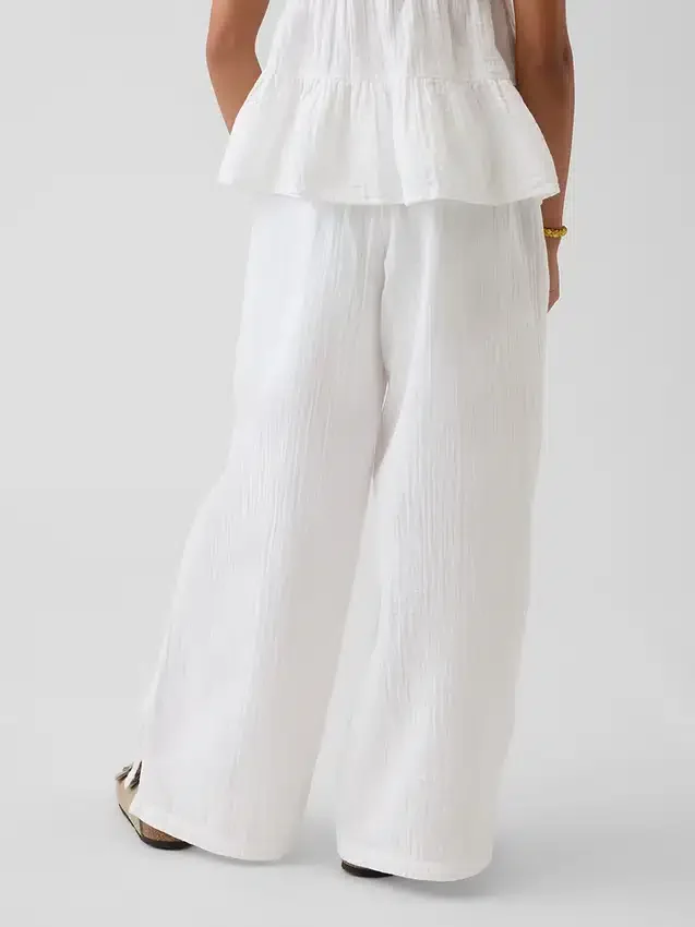 Kids Cotton Gauze Wide-Leg Pants