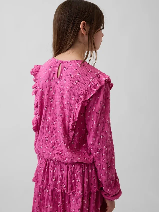 Kids Crinkle Knit Ruffle Top