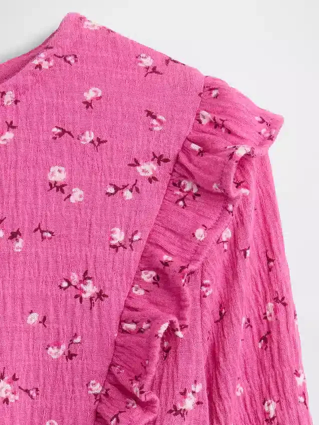Kids Crinkle Knit Ruffle Top