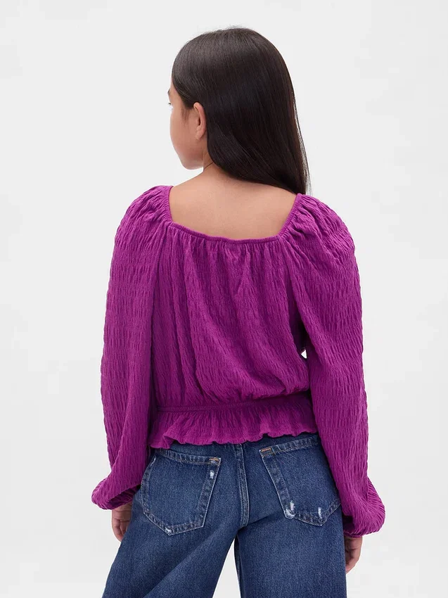 Kids Crinkle Peplum Top