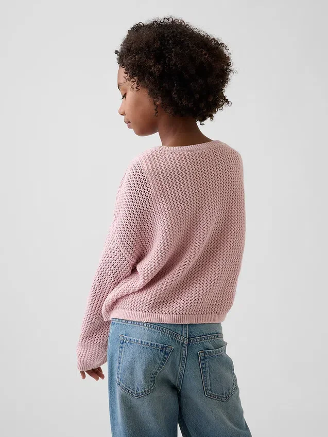Kids Crochet Oversized Graphic Sweater