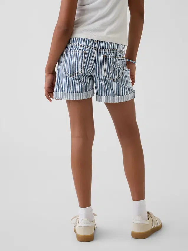 Kids Denim Stripe Midi Shorts