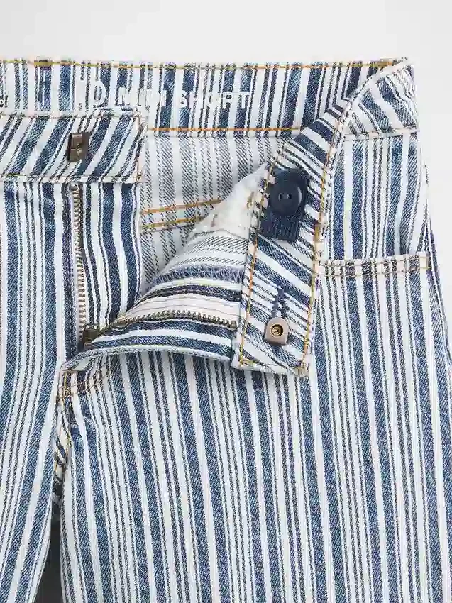 Kids Denim Stripe Midi Shorts