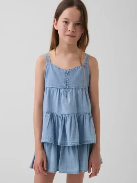 Kids Denim Tiered Tank Top