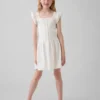 Kids Flutter-Sleeve Lace-Trim Dress