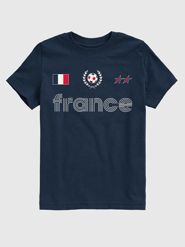 Kids France Soccer Jersey Graphic T-Shirt