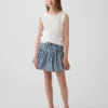 Kids Gingham Denim Tiered Skort