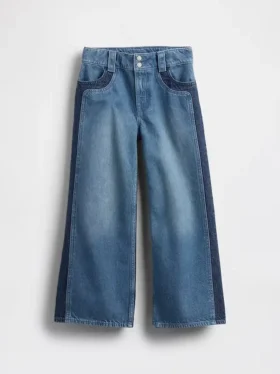 Kids High Rise Stride Wide-Leg Ankle Jeans